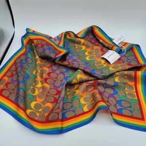 Coach Silk Rainbow Pride Scarf NWT